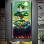 Suur DIY teemantmaal Fantaasia Roheline Puu Sein Kunst K&auml;sit&ouml;&ouml; Mosaiik Pilt Ristpistes Kristall-teemanttikandid S395 Full Round 30x60CM