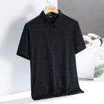 Ice Silk Polo Shirt Summer Stripe Solid Simple Top lahtine vaba vabaaja l&uuml;hikeste varrukatega T-s&auml;rk L