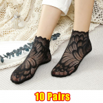 5/10 paari naiste pitslillega v&otilde;rksokid, libisemiskindlad n&auml;htamatud voodriga sokid, naiste elastsed mugavad &otilde;hukesed l&auml;bipaistvad hingavad pahkluu sokid 10 Pairs