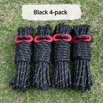 4 pakk 4 mm Outdoor Guy Lines telgi n&ouml;&ouml;rid Kerge matkan&ouml;&ouml;r koos alumiiniumist Guylinesi reguleerija pingutuskotiga telgikatte jaoks must