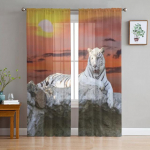 Lumes jalutav metsik tiiger Talvised t&uuml;llkardinad elutoa kaunistamiseks Sifonki Sheer Voile K&ouml;&ouml;k Magamistoa kardin 1 PCS W100XH250cm