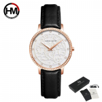 Hannah Martin Naiste kvartskellad 3D-graveeringuga k&auml;ekellad Mood veekindlad kellad Top luksusbr&auml;ndi naiste k&auml;ekellad 30 m veekindel randmekell valge