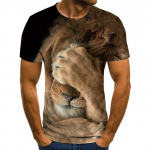 Uus Cool Lion Graphic 3D meeste T-s&auml;rk Unisex Fashion Animal Oversize s&auml;rk kaelaga hingav l&uuml;hikeste varrukatega vabaaja topid ja t-s&auml;rgid XL