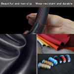 Custom Genuine Leather Car Steering Wheel Braid Cover 100% Fit For Hyundai ix35 Tucson 2011 2012-2015 Auto Interior Black Thread