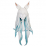 75 cm animem&auml;ng LoL Ahri Cosplay parukad Spirit Blossom Blue segatud valge pikk sirge kuumakindel s&uuml;nteetiline juukseparukas 75cm valge