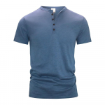 Meeste s&auml;rgid Henry &uuml;mara kaelusega puuvillane l&uuml;hikeste varrukatega T-s&auml;rk Meeste t-s&auml;rk vabaaja massiivne s&auml;rk US L(70-80KG)