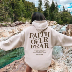 Faith Over Fear Christian Hoodie Christian dressipluus Jeesus Trendikas kapuuts Piiblisalmi s&auml;rk Unisex Esteetilised r&otilde;ivad L beež