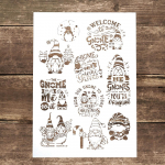 A4-suuruses dekoratiivsed korduvkasutatavad Gnome-&scaron;abloonide &scaron;abloonide maalimise &scaron;abloonid isetegemiseks k&auml;sit&ouml;&ouml;ks Scrabooking maalimiseks puidule, l&otilde;uendile, p&otilde;randale, seinale ja plaatidele