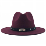 Uus meeste naiste laia &auml;&auml;rega villane vildist Fedora Panama m&uuml;ts v&ouml;&ouml;pandlaga Jazz Trilby Cap Party pidulik silindriga roosa, must 56&ndash;60 cm 56-58CM