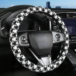 Auto rooliratta kate Four Seasons universaalne libisemiskindel kulumiskindel higineelav Houndstooth rooliratta kate Praktilised autotarbed 37cm-38cm must