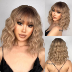 Miss Wig Short Bob Wavy s&uuml;nteetiline parukas naistele tukkidega Blond Ombre Medium Wig Kuumakindlast kiust juuksepeo Cosplay 35cm