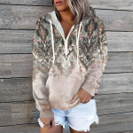 Naiste Plus Size Pullover Hoodie Pikkade varrukatega &Uuml;markaelus Etnilise tr&uuml;kiga kapuutsiga kampsun S roheline
