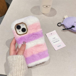 Winter Plush Rainbow &uuml;mbris iPhone'ile 15 14 13 12 11 Pro Max XR XS XS Max 7 8Plus SE 2020 kukkumiskaitse&uuml;mbrised iPhone 15 Pro Max valge