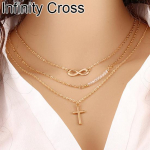 Naiste mitmekihilised Faux Pearl Rhinestone ripats Choker kett kaelakee ehted Infinity Cross