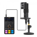 COMICA AD Caster C1-K1 helimikser USB heliliidese helikaart 3,5 mm portidega kahe XLR-sisendiga must