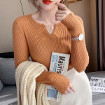 Magus V-kaelusega kampsun Naiste Pullover S&uuml;gis- ja Talvine Kampsun Slim Fit Pikkade Varrukatega Topid Tugevad kudumid Riided 24423 One Size oranž