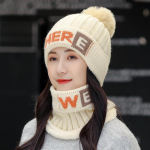 Kootud m&uuml;tsid naistele talvel Pehmed ja soojad puuvillased m&uuml;tsid Moodsad jalgrattaga silmkoelised m&uuml;tsid k&uuml;lmakindlad kaelarihma ja k&otilde;rvakaitsega m&uuml;tsid ONE SIZE kollane