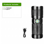 V&auml;ga ere laetav taskulamp suure v&otilde;imsusega LED-taskulamp 18650 veekindel USB- k&otilde;ige v&otilde;imsam COB-lambiga taskulamp built in batteries must