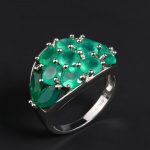925 Sterling h&otilde;bedane roheline ahhaat naiste s&otilde;rmus naturaalsetest v&auml;&auml;riskividest suur s&otilde;rmus naisele emale kena kingitus us ring size 7# roheline