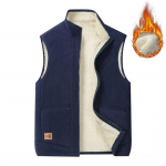 S&uuml;gistalv Meeste Vest Stand krae Kaela kaitse T&otilde;mblukk Sulgur Paks Plush Soe Tuulekindel &uuml;hev&auml;rviline Pehme Suures Suuruses Kardigan Vest 4XL