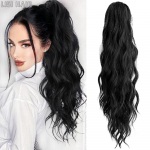 LISI HAIR s&uuml;nteetiline hobusesaba pikendus k&uuml;&uuml;nis laineline klamber juuksel&otilde;ikes hobusesaba juuksepikendused naistele pikk poni saba 60cm