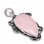Natural Rose Quartz Gemstone Handmade 925 Sterling Silver Pendant 2.60 z7t84