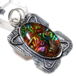 Natural Dicorich Glass Gemstone 925 Sterling Silver Gift Pendant 2.05 q9u80