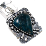 Natural Neon Blue Apatite Gemstone 925 Sterling Silver Pendant 2.01 t3n32
