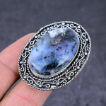 Natural Dendrite Opal Gemstone Handmade 925 Sterling Silver Ring Size 6 l6g60