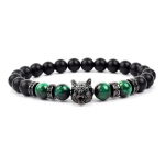 Hunt Charm K&auml;ev&otilde;rud Meeste Naturaalsed Mustad Ahhaatid Oon&uuml;ksist Kivist K&auml;ev&otilde;ru Vapper Sinine Tiigrisilm Elastne 8 mm Helmed Ehted Helmestega Pulsera 17cm-6.7inch