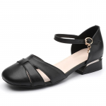 Ehtsast nahast varvaste sandaalid naistele Uued naiste &otilde;&otilde;nsad kootud naiste kingad &uuml;hes&otilde;nalise pandlaga suvised keskmise kontsaga sandaalid 39