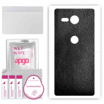 apgo Protective Skin Sticker for the back compatible with Sony Xperia XZ2 Compact, Wrap Film, Foil, Vinyl - Pattern Black Leather