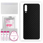 apgo Protective Skin Sticker for the back compatible with Samsung Galaxy A70, Wrap Film, Foil, Vinyl - Pattern Carbon Black