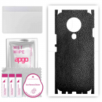 apgo Protective Skin Sticker for the back+sides compatible with Tecno Spark 6, Full Wrap Film, Foil, Vinyl - Pattern Black Leather