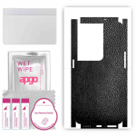 apgo Protective Skin Sticker for the back+sides compatible with Oppo Reno8 Pro+, Full Wrap Film, Foil, Vinyl - Pattern Black Leather