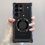 Luksuslik pinnakattega magnetiline juhtmevaba laadimis&uuml;mbris Samsung S24 Ultra S23 FE S22 Plus jaoks l&auml;bipaistev p&otilde;rutuskindel kaamera kaitse, pehme kate For S23 Ultra