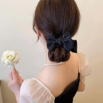 &Otilde;rn Velvet Bow Bun Juukseklamber Suur esmaklassiline juukseklamber French Pearl Back juukseklamber