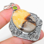 Natural Septerian Stone, Peridot Gemstone 925 Sterling Silver Pendant 2.64 e6a01