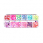 12 Grids/Box Nail Sequins Easy to Apply DIY Creation Plastic Star Moon Nail Ornament Stickers for