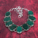 Sambia Emerald Jewelry 925 tahke h&otilde;bedast kaelakee, k&auml;sitsi valmistatud reguleeritav kettkaelakee kalliskividest ehted, kingitused naisele uhiuus kaelakee Adjustable with 18 inches
