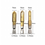 Kuusnurkne k&auml;epide, titaaniga kaetud viie teraga faasimisnuga h&otilde;&otilde;rdumise faasimisseade puidut&ouml;&ouml;tlemise puurmuhv puur 6-9-3pcs
