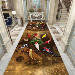 Kuldse lillemustriga fuajee pikk vaibavaip trepikoja jaoks, koridoris, magamistoas, koridoris, koridoris, pulmas, libisemisvastane matt 80x100cm