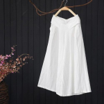 Suvised naiste laia s&auml;&auml;rega p&uuml;ksid, puuvillased linased vabaaja p&uuml;ksid, retro suured p&uuml;ksid, lahtised &uuml;hev&auml;rvilised p&uuml;ksid, seelik &uuml;heksa punktiga p&uuml;ksid M valge