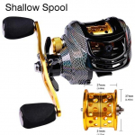 LEO FISHING Baitcasting Reel 18+1BB Casting Reel Smooth Metal 7.2:1 &uuml;lekandearvuga p&uuml;&uuml;girull standardse v&otilde;i s&uuml;gava v&otilde;i madala pooliga bassi jaoks Shallow Spool Right hand