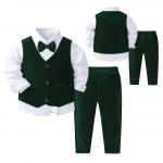 Poiste &uuml;likonnad H&auml;rrasmees Smoking kikilips s&auml;rk &uuml;likond Vest p&uuml;ksid 3-osalised &scaron;ikid v&auml;ikelapse riided ristimiss&uuml;nnip&auml;evapeoks 2-3 Years roheline