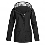Naiste Solid Stripe vihmajope Outdoor Plus veekindel kapuutsiga vihmamantel Tuulekindel XXXXL