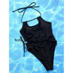 SINO.TREND Seksikad p&auml;itsed, v&auml;ljal&otilde;igatud rihmad, paelad Naiste ujumisriided, &uuml;hes t&uuml;kis naiste ujumistrikoo, k&otilde;rge jalaga l&otilde;igatud polsterdatud supluskost&uuml;&uuml;m [valmis laos] S must