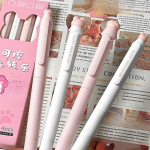 4tk/komplekt Armas kustutatav geelpliiats Kawaii Cartoon Cat Pad kirjutuspliiats &otilde;pilasele 0,5mm sinise/musta tindiga kustutatav kirjatarvete pliiats Black refill