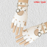 S&otilde;rmikuta S&otilde;idu PU Nahkkindad Mootor Lahedad Naelad Seksikad Rock Punk Kindad valge