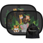 Beebi Auto P&auml;ikesekaitse Sertifitseeritud UV-kaitsega, Isekleepuvad P&auml;ikesekaitsed Lastele Armas Loomade Disainiga, Komplekt 2 tk 48*32.5cm must
